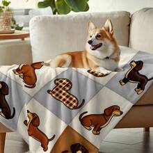 1PC Pet Blanket Featuring A Cute Dachshund Design; Ultra-Soft, Perfect For Everyday Use And As A Pet Bed For Pet Lovers - 70x100cm - View 5