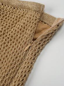 Knitted Fringe New Sexy Double Layer Skirt With Shorts, Aesthetic Fall - Champagne - View 7