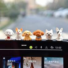 8/2PCS Figur Anak Anjing Lucu Hiasan Dekorasi Dashboard Mobil untuk Layar Konsol Tengah Kendaraan Listrik - A - View 3