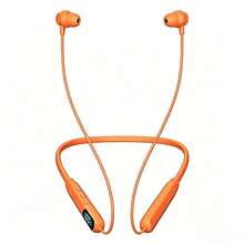 Wireless Neckband Earbuds, Audio Earphones With IPX Resistance, Dual Device Connection, HiFi Sound, Sound, Magnetic Silicone Design, Card Port, Compatible With Phones & Tablets, Gym & Commute, Mp3, Button UZ4V - K15 Orange - View 3
