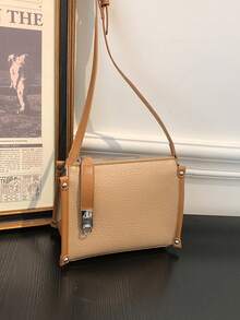 Solid Color PU Material Zipper Closure Women's Bag, Simple And Stylish Versatile Shoulder Diagonal Cross Bag, Women's Daily Commuting Use - Khaki - View 7