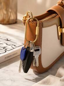1pc Brass Screw Lock Key Ring, Universal Brass Key Clip, Minimalist Key Ring Carabiner Keychain, Unisex Car Key Ring Bag Pendant, Y2K - A - View 4