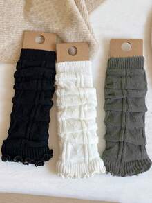 1/3/6 Pairs Women's Multi-Color Leg Warmers, Slimming Leg Warmers, Ribbed Knit Heart Pattern Crew Leg Warmers, Versatile For Daily Wear, Suitable For Spring/Summer, Valentine's Day - Multicolor - View 6