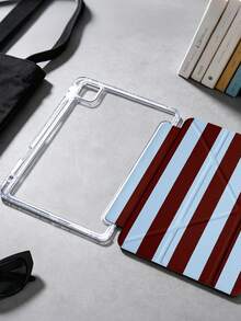 1件紅藍條紋平板保護殼，相容 iPad Mini6/7/Air/Air2/9.7/10.2/10.5/10.9 (Air4-Air8)/Pro 11/10th Gen/A16/Pro 11 2024，彩繪圖案平板套，透明壓克力背殼，絲綢質感 8 角支架，自動休眠/喚醒，內置筆槽，不含筆，部分機型附相機框 - 彩色 - 查看 5