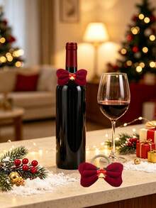 1pc/6/12pcs Christmas Bow Napkin Ring, Bow Napkin Buckle With Bell,Xmas Table Decor Napkin Holder,Holiday Party Table Setting,Home Dining Table Decor,Christmas Dinner Table Accessory For Xmas New Year Festive Banquet Decoration - Multicolor - View 5