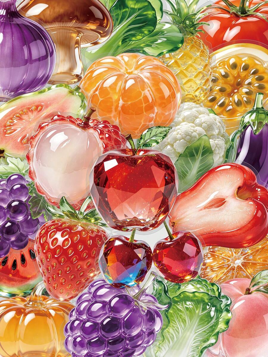 50pcs Glass Fruits And Vegetables Stickers For Adults Teens Sticker Enthusiasts Scrapbooking Journaling Laptops Skateboards Add A Fun Touch To Your Devices! - A - View 1