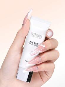 AILLSA 15g Solid Nail Glue, UV Cured Acrylic Nail Glue, Super Strong Adhesion, Suitable For Press-On Nails And Artificial Nails, Anti-Yellowing, No Curling, Comes With Sanding Block And Acrylic Stick - 15g - View 7