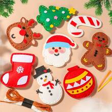 Kit Pembuatan Ornamen Natal dari Kain Felt Jahit Tangan DIY untuk Pemula, Berbagai Pola Karakter Natal Klasik, Set Proyek Kerajinan Tangan yang Menyenangkan, Sempurna untuk Membuat Dekorasi Gantung Pohon Natal, Pesta Liburan & Hadiah Kerajinan Tangan Interaktif Orang Tua-Anak - MultiWarna - View 5