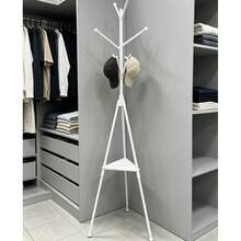 7‑Hook Freestanding Coat Hanger With Bottom Tray, 360° Rotatable Tripod Clothes Rack, Stable Tri‑Leg Coat Stand For Bedroom Living Room Entryway - A - View 4