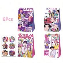 DOBBLE 12/36pcs K-Pop Style Anime Character Paper Gift Bags, Mixed Design Candy Favor Bags For Birthday Party Supplies, Party Favors, Gift Packaging & Party Decorations - View 16