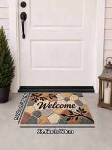 1pc Outdoor Floor Mat, Pebble Branch Leaf Welcome Mat, Long Strip Rug, TPR Backing Non-Slip Mat, Suitable For Bathroom, Indoor, Hallway, Bedroom, Living Room, Bedside, Machine Washable Easy To Clean Entryway Mat Home Decor - Multicolor - View 13