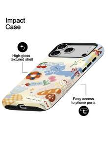 Koolife 1pc Cute Printed Phone Case, 2-In-1 Glossy Hard Shell, PC+TPU Material, Anti-Scratch Shockproof Protective Case, Compatible With IPhone 11, 12, 13, 14, 15, 16, 17/Pro/ProMax - Multi-color 2 - View 4