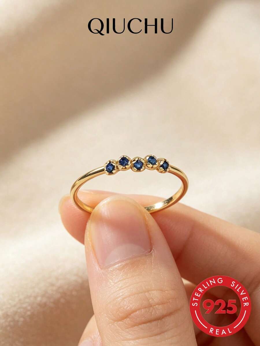 QIUCHU 1 pieza, Plata de ley S925; Anillo personalizado de estilo minimalista casual, anillo de cola elegante y de moda. Libre de plomo, cadmio y níquel, bajo hipoalergénico. Peso neto de plata 1.2g~1.5g; Opción perfecta para citas, reuniones diarias y también un excelente regalo festivo. Talla US 6~Talla US 10.