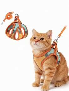 Adjustable Suede Dog Harness And Leash Set, Reflective Breathable Anti-Pull Pet Vest Harness, Escape-Proof, Suitable For Small Dogs, Medium Dogs And Cats, For Night Walks - Multicolor - View 8