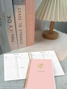 1pc Pink To Do List Spiral Notebook,Task Planner With Date&Time,Checklist,Progress Tracker,Notes And Priorities Pages,Office Desk Accessories Office Supplies For Work&Study - Rectangle - View 6