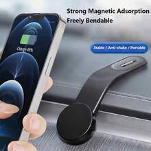 1pc Universal Car Dashboard Magnetic Phone Holder, Black, Strong Magnetic Adsorption, Stable And Anti-Drop, Foldable Navigation Phone Mount - One Size Fits All - View 4