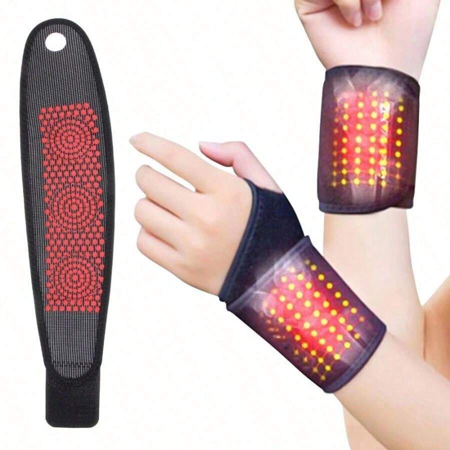 Self-Heating Dot Matrix Adjustable Elastic Hook And Loop Wrist Compression Band, Suitable For Work, Fitness And Other Occasions - Black - View 1
