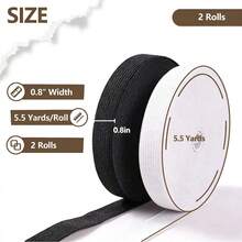 UIEWEFY 0.8 Inch 11 Yards Elastic Band, Durable And Soft, Suitable For Waistbands, Pants, DIY Crafts, Wig Making And Pajamas, 2 Rolls Knitted Tape, Black And White - White and Black - View 8