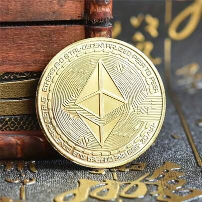 عملة إيثيريوم كلاسيك مطلية بالذهب، رمز عملة رقمية معدني قابل للجمع، مناسب كهدية تذكارية لهواة جمع العملات