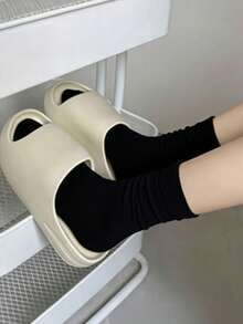 20/10/5/3/1 Pairs Spring/Summer Mid-Calf Maternity Socks, Classic Versatile Neutral Style, Suitable For Daily Wear, Maternity Holiday Gift, Women's Solid Color Wide Cuff Comfortable Minimalist Maternity Socks, Moisture-Wicking, Breathable, Autumn/Winter Sports, Casual, Business Occasions, Christmas Gift - Black - View 3