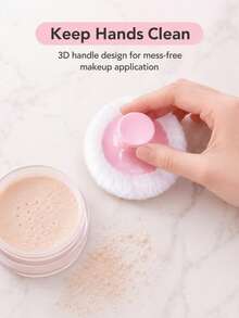 1pc Bubble Loose Powder Case Set With Large Soft Powder Puff, Reusable Face And Body Powder Brush, Portable Powder Compact, Suitable For Touch-Ups And Travel - Multicolor - View 7