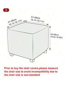 1/2pcs Square Jacquard Stretch Ottoman Cover Solid Color Footrest Slipcover All Inclusive Stool Covers Furniture Protector - Multicolor - View 4