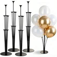 1/3pcs Black Balloon Table Stand Set With Round Base, Reusable Balloon Display Rack, Suitable For Tabletop And Floor Decoration, Balloon Decoration Accessories, Stable Balloon Column Stand, Suitable For Halloween, Wedding, Birthday Party, Shower Party, Summer Events And Celebrations - Multicolor - View 2