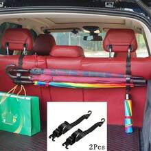 Pengait Sandaran Kursi Belakang Mobil, Rak Payung Bagasi yang Dapat Diatur, Pengait Penyimpanan Payung Mobil, Rak Penyimpanan Mobil Praktis, Cocok untuk Tas, Joran Pancing, dan Lainnya - A - View 1