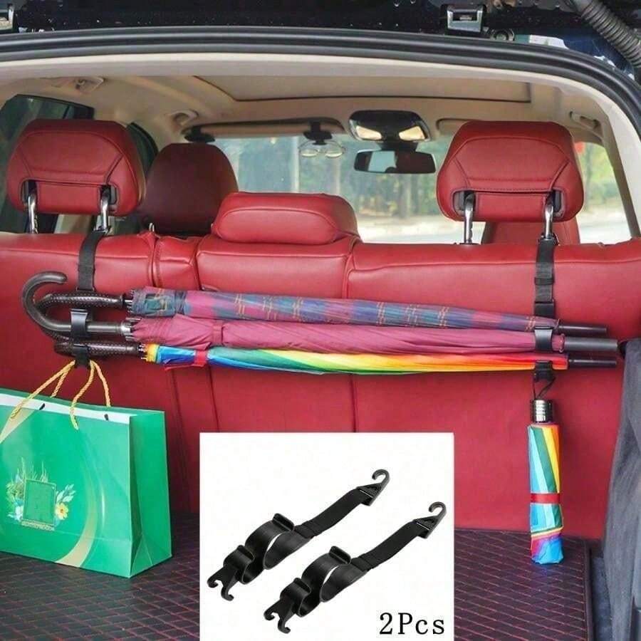 Pengait Sandaran Kursi Belakang Mobil, Rak Payung Bagasi yang Dapat Diatur, Pengait Penyimpanan Payung Mobil, Rak Penyimpanan Mobil Praktis, Cocok untuk Tas, Joran Pancing, dan Lainnya - A - View 1