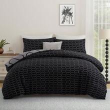 Soft Brushed Microfiber Duvet Bedding Set Wave Pattern For Household Bedroom - Black and Grey Waves - View 2