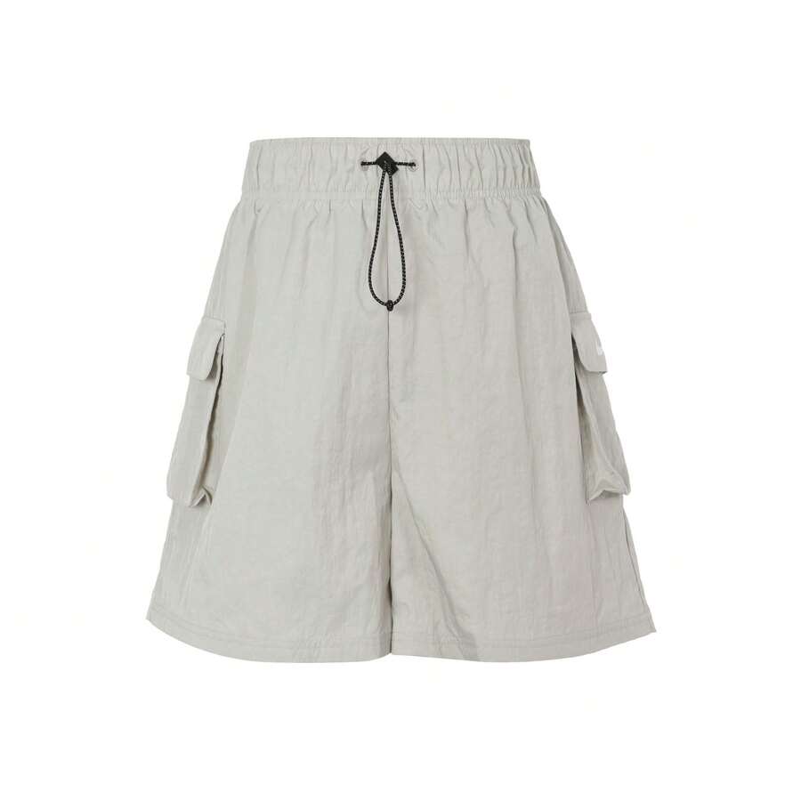Celana Pendek Kasual Luar Ruangan Nike Sportswear Essential Warna Polos, Pinggang Tinggi Elastis, Potongan Lurus, Wanita, Abu-abu - Grey - View 1