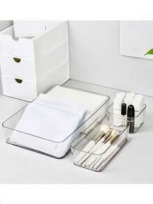 1/7/8 Pcs Clear Acrylic Cosmetic Organizer, With Drawers, Shelves, And Compartments, For Desktop Stationery Storage, Home Desktop And Drawer Storage Box, Back-To-School Essential - A - View 5