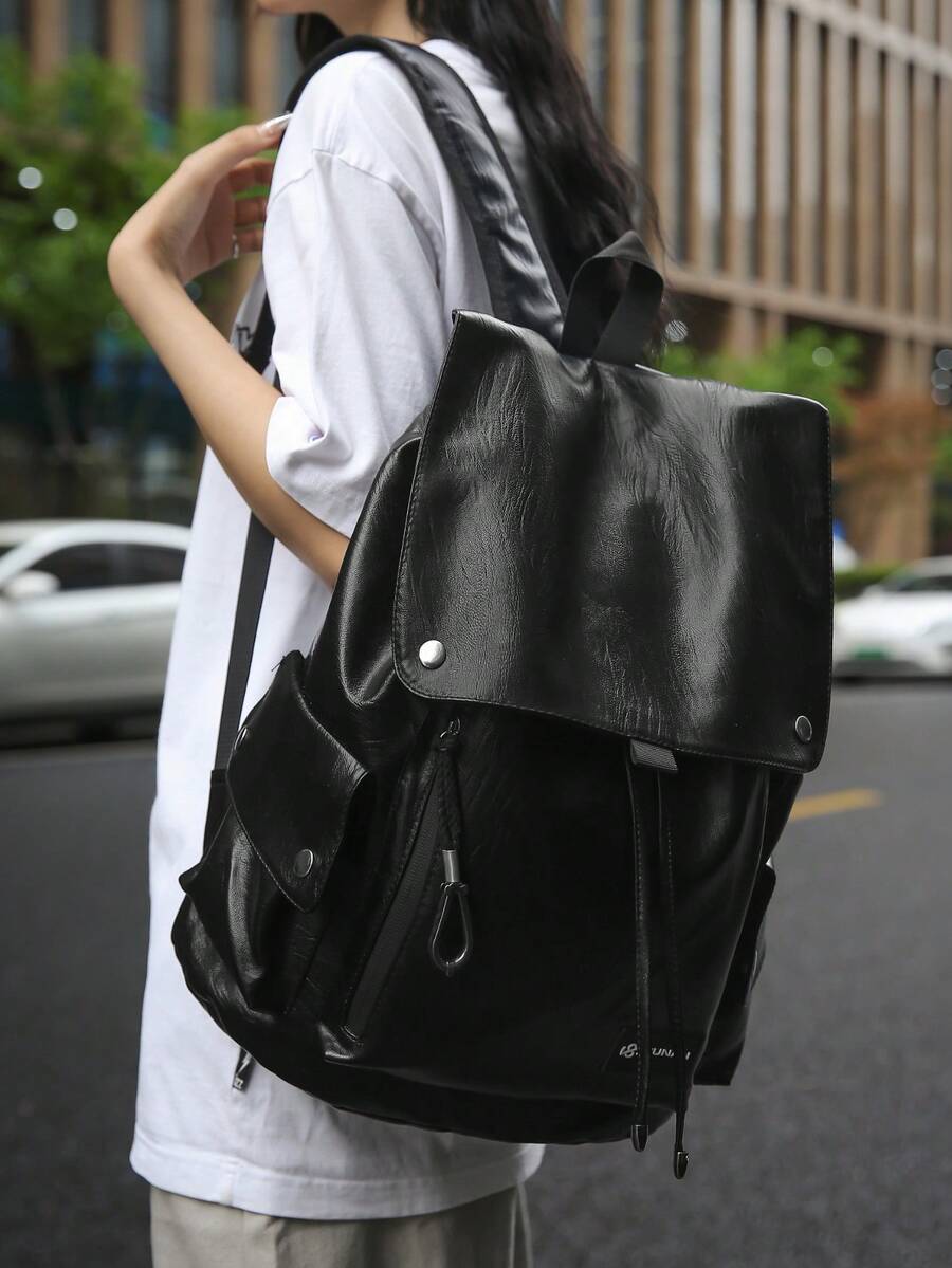 peach tree Mochila versátil de gran capacidad de PU con diseño de árbol de melocotón - Negro - Ver 1