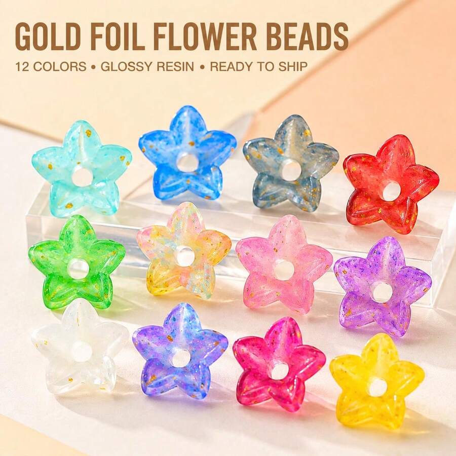 1000pcs 7mm Dual-Color Acrylic Flower Beads, Handmade DIY Jewelry Making Bracelet Necklace Pendant Accessories Semi-Finished Materials - Acrylic Flower Beads - View 1