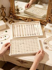 1pc Jewelry Tray, Multi-Color Divided Design, Vanity Earring Necklace Bracelet Storage, Jewelry Display Home Organizer - Multicolor - View 1