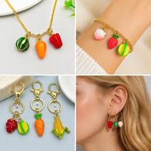 2/10pcs Enamel Fruit Vegetable Charms Strawberry Peach Mango Watermelon Carrot Pepper Pendant For DIY Necklace Earring Jewelry Making Findings - Multicolor - View 6