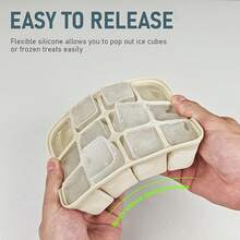 12 Cavity Silicone Ice Cube Mold, Rectangular Ice Tray With Lid, Easy Demoulding Ice Maker For Home Bar Restaurant, Ideal For Coffee Whiskey Drinks Party Camping Use - Green - View 2