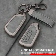 Zinc Alloy Car Key Protective Case With Round Ring Lobster Clasp Leather Strap, Compatible With Golf 8, Tiguan, Passat, Taigo, Arteon, ID.3, ID.4, Enyaq IV, Elroq, Octavia, Superb, Kodiaq, Leon, Tarraco, Ateca, Formentor, Born, Key Fob Cover, Provides Comprehensive Protection For Key Fob, Perfect Car Interior Accessory For Car Owners - Style D - View 1