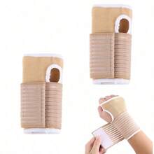 1 Pasang Penyangga Pergelangan Tangan Rajut Elastis Lembut dan Bernapas dengan Desain Ekstensi Tetap dan Lubang Jempol, Cocok untuk Bersepeda, Lari, Bola Basket, dan Olahraga Lainnya - Aprikot - View 5