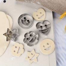 4Pcs Smiling Face Cookie Cutters Set, Stainless Steel Heart Star Flower Round Biscuit Molds, DIY Pastry Fondant Dough Baking Tools For Kitchen - View 4