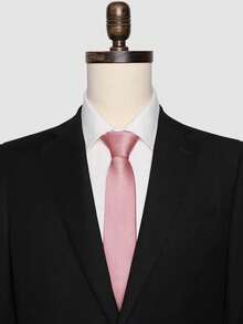 1pc Men's Solid Light Pink Striped Textured Casual Necktie, Suitable For School, Suit, Commute And Daily Wear - Dusty Pink - View 3