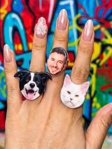 Personalized Acrylic Rings, Custom-Made To Your Own. Suitable For Occasions Such As Valentine's Day, Birthdays, Anniversaries, And Pet Anniversaries. - Multicolor - View 5