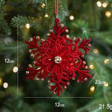 Luxury And Exquisite Red Flocked Christmas Ornament, Christmas Tree Decoration, Snowflake, Reindeer, Bow, Bell Pendant, Christmas Ornament, Christmas Gift. - Multicolor - View 30