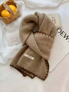 1pc Women's Knitted Scarf, New Winter Thick Woolen Scarf, Versatile Neck Warmer For Students, Couples, Office Workers, Suitable For Daily Commute Wear - Multicolor - View 9