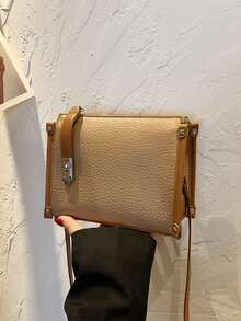 Solid Color PU Material Zipper Closure Women's Bag, Simple And Stylish Versatile Shoulder Diagonal Cross Bag, Women's Daily Commuting Use - Khaki - View 5