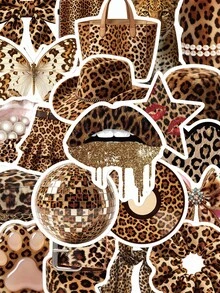 50Pcs Leopard Print Aesthetic Stickers, Retro Y2K Fashion Accessory Waterproof Decals For Scrapbook Laptop Water Cup Luggage Phone Case DIY Decor - 50pcs - View 1
