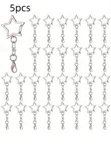 10/30pcs Star Shaped Spring Snap Keychain, Metal Swivel Star Lobster Claw Clasp With Chain Hanging Buckle And Open Jump Ring For DIY Crafts - Multicolor - View 12