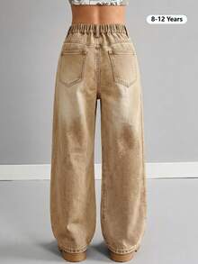 Girls' Casual Fashion Denim Long Pants, Spring/Autumn/Winter New Style - Khaki - View 4