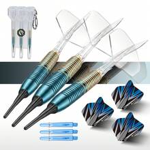 HUANUQ 20g Brass Soft Tip Dart Set, 2 Colors Available, 3-Piece Integrated Dart Set, Threaded Non-Slip Dart Barrel, Equipped With Extra Replacement Dart Shafts And Flights, Portable Storage Box (Includes Carabiner, Can Be Carried Around), Professional Indoor Dart Throwing For Beginners And Advanced Players, Professional Darts For Dart Enthusiasts - Multicolor - View 10