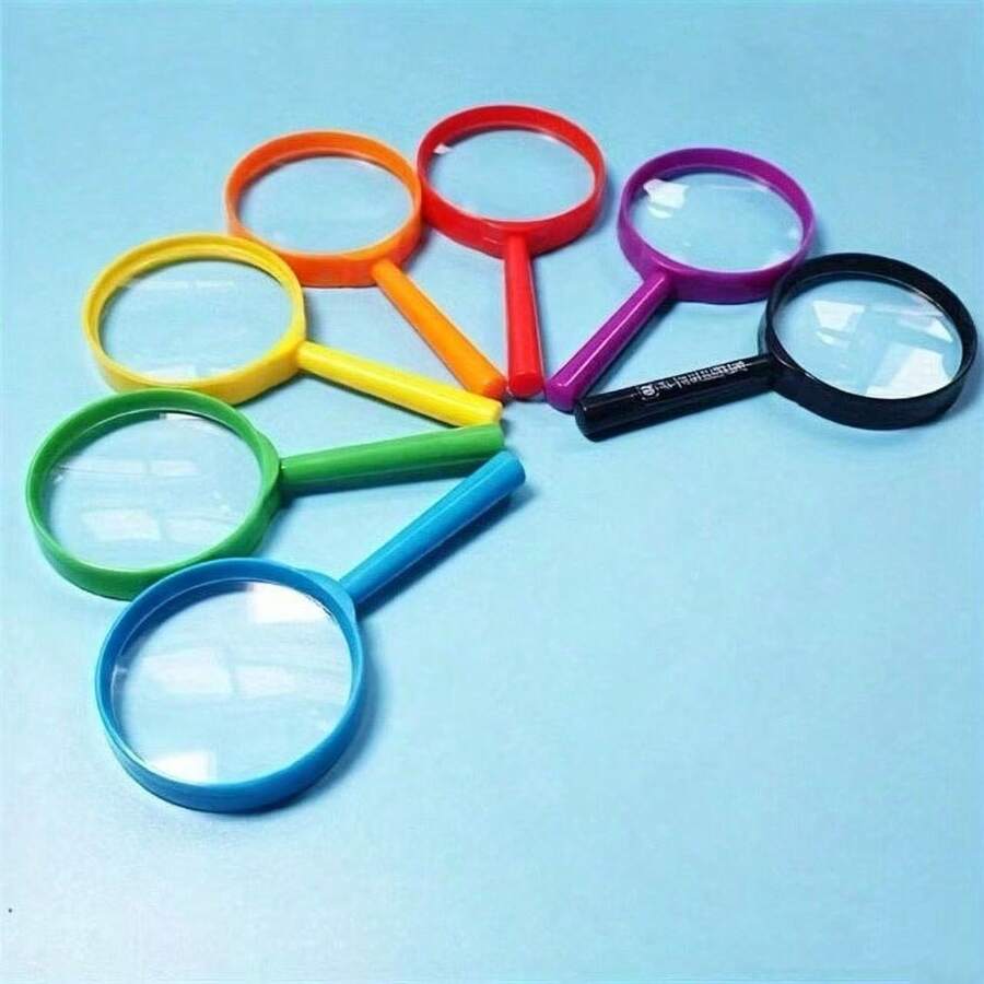 1pc Plastic Handheld Magnifying Glass Mini Handheld Magnifier Science Classroom Outdoor Observation Party Fun Tool (Random Color) - Multicolor - View 1